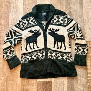 Abercrombie & Fitch Moose Cardigan Size Large Heritage Icon Shawl Collar